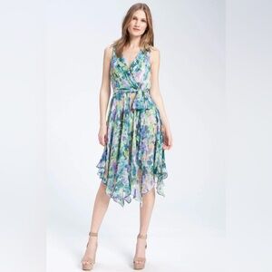 ELIZA J watercolor Handkerchief Hem dress